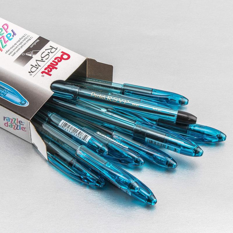 Caneta esferográfica Pentel RSVP de 1,0 mm, cano azul médio